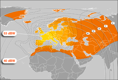 Hot Bird footprint (at 13° East)